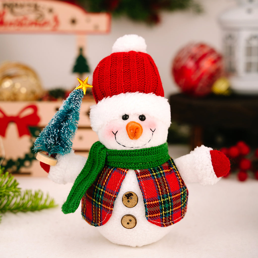 Christmas Decoration Item LED Snowman Figurine with Light Desktop Ornament