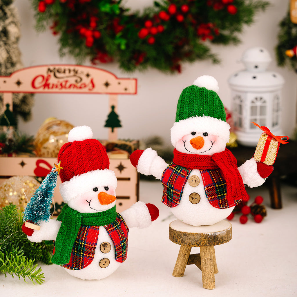 Christmas Decoration Item LED Snowman Figurine with Light Desktop Ornament