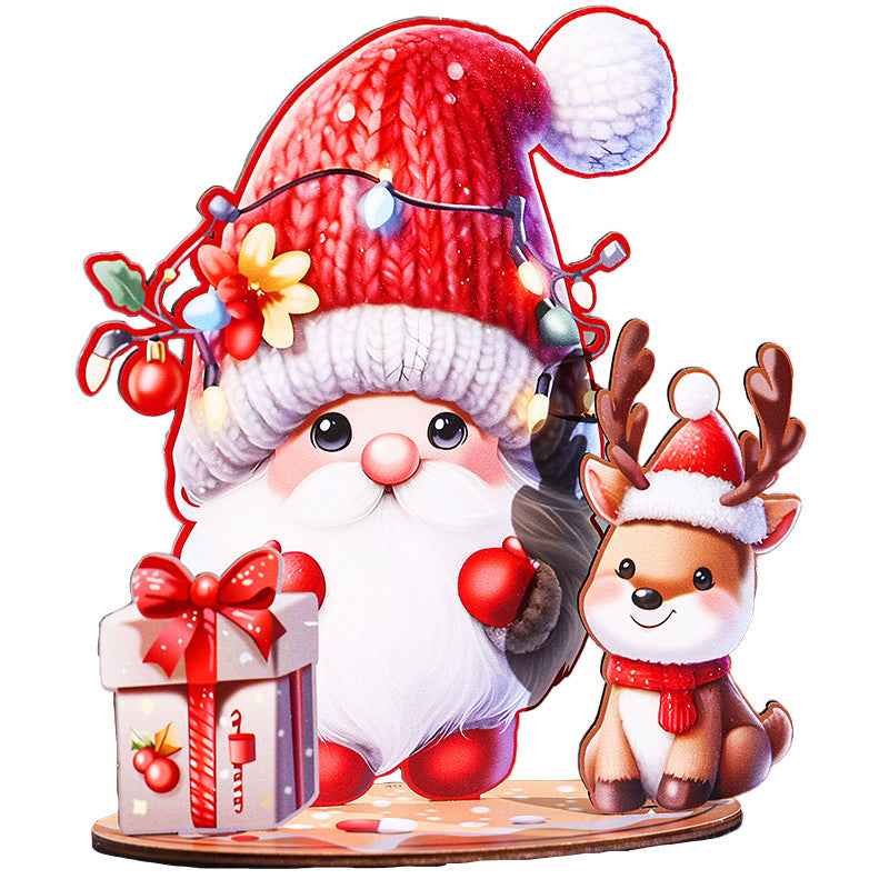 Christmas Cartoon Wooden House DIY Kit – 3D Puzzle Painting Craft