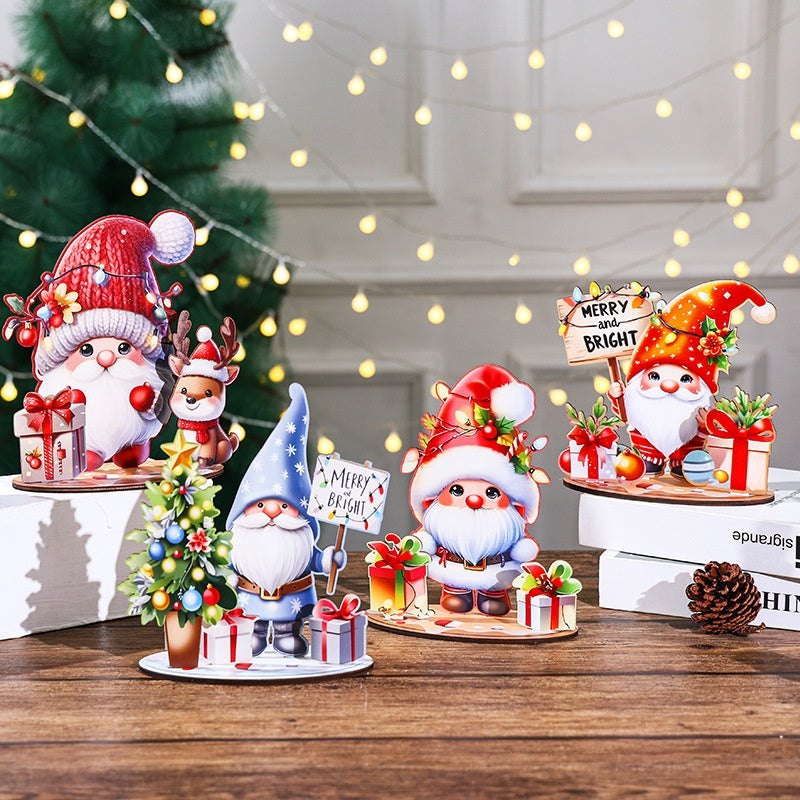Christmas Cartoon Wooden House DIY Kit – 3D Puzzle Painting Craft