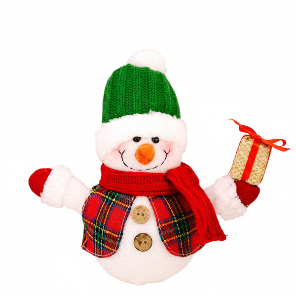 Christmas Decoration Item LED Snowman Figurine with Light Desktop Ornament