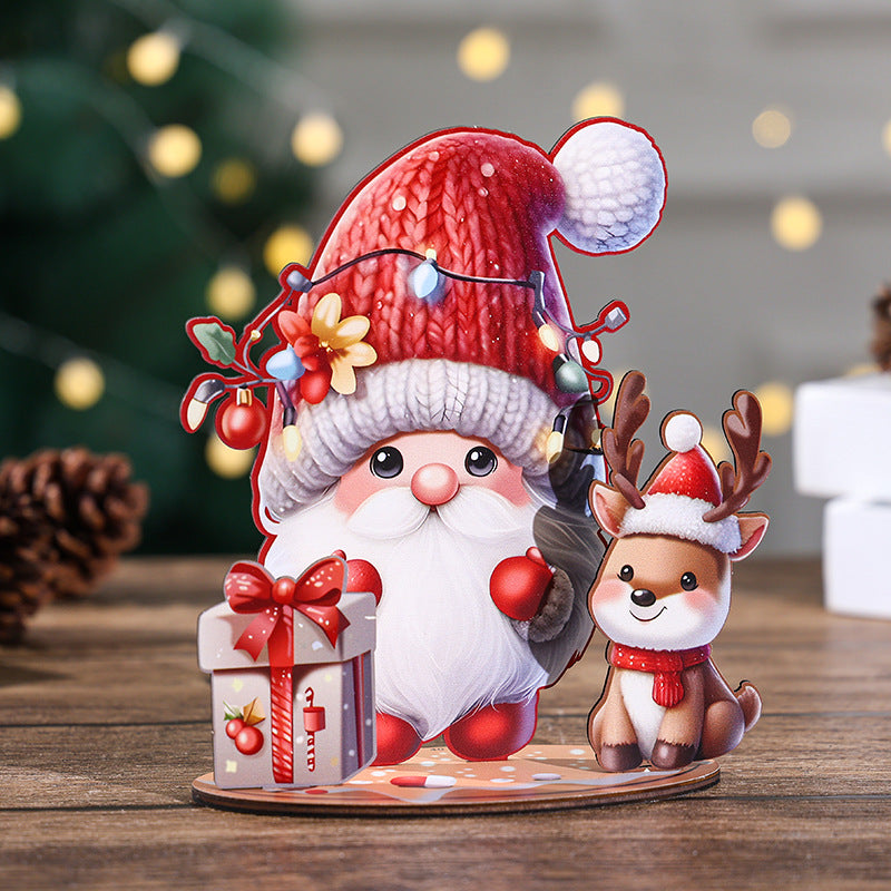 Christmas Cartoon Wooden House DIY Kit – 3D Puzzle Painting Craft