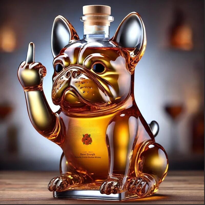 10oz Funny Middle Finger Animal Whisky Decanter Glass, Creative Duck, Turtle & Dog Bar Decor Bottle