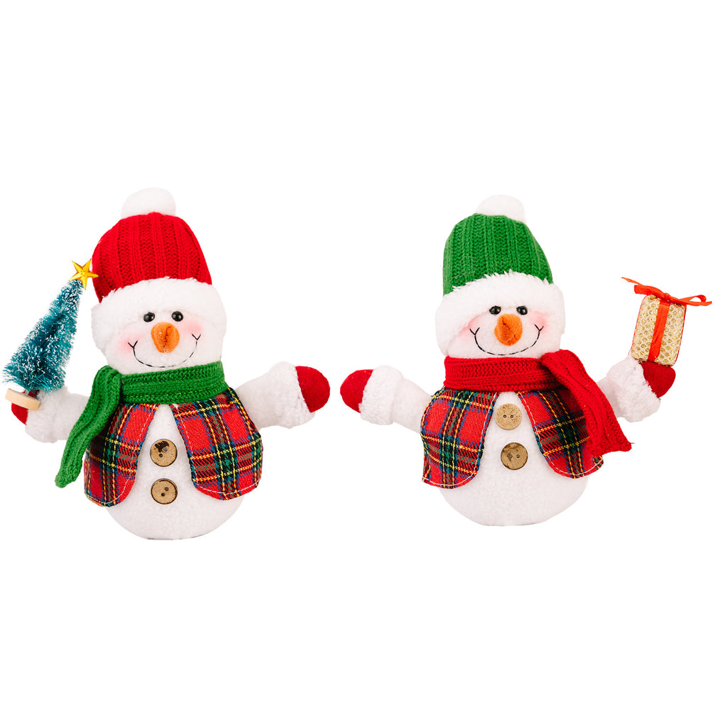 Christmas Decoration Item LED Snowman Figurine with Light Desktop Ornament
