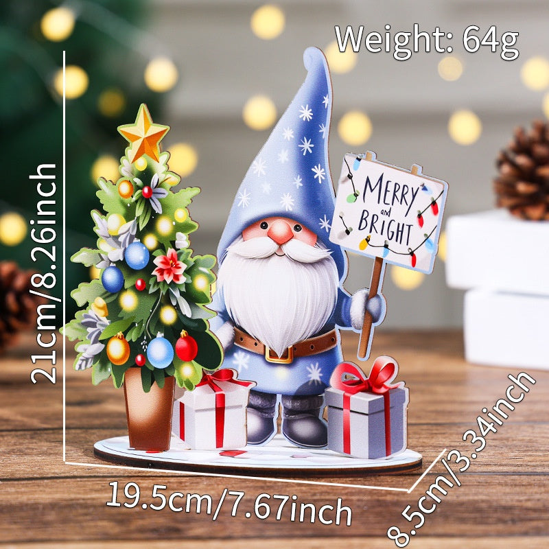 Christmas Cartoon Wooden House DIY Kit – 3D Puzzle Painting Craft